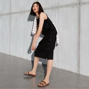Madewell Sleeveless Linen Dress Button Front Relaxed Fit Black Size Medium